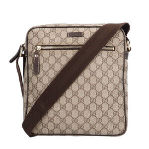 Gucci Messenger Bag GG Supreme Shoulder Canvas Brown